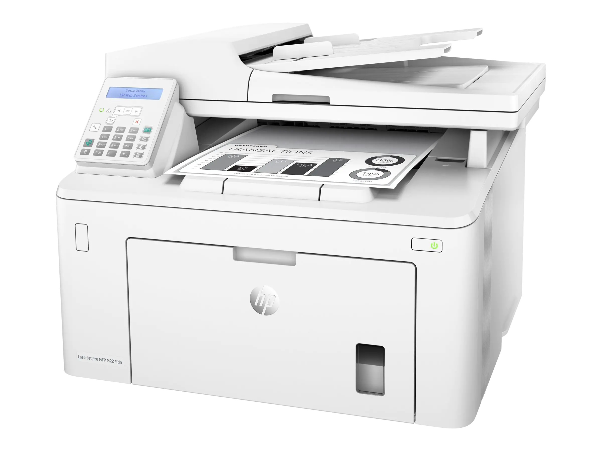 HP LaserJet Pro MFP M227fdn - Multifunktionsdrucker - s/w - Laser - Legal (216 x 356 mm) (Original) - A4/Legal (Medien) - bis zu 28 Seiten/Min. (Kopieren) - bis zu 28 Seiten/Min. (Drucken) - 260 Blatt - 33.6 Kbps - USB 2.0, LAN