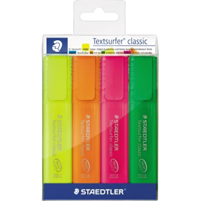 STAEDTLER® Textmarker Textsurfer® classic rainbow colours 364 1-5mm farbig sortiert Keilspitze 4 St./Pack.