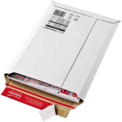 ColomPac® Versandtasche 250 x 351 x -35 mm (B x H x T) ohne Fenster mit Haftklebung, Lochung für Verschlussclip Kraftliner Wellpappe klimaneutral produziert ohne Fadenverstärkung weiß