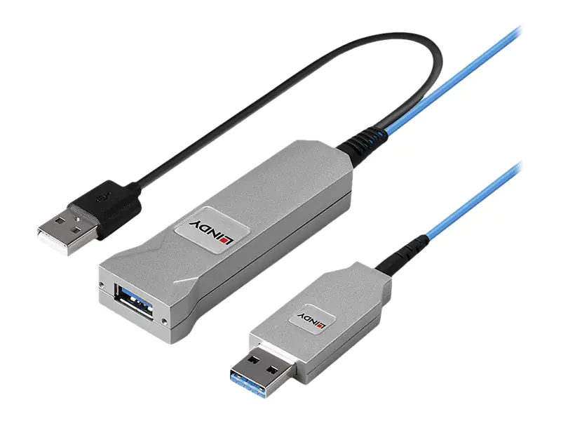 Lindy - USB-Kabel - USB (M) zu USB (W) - USB 3.2 Gen 1 - 100 m - rund, Active Optical Cable (AOC) - Blau