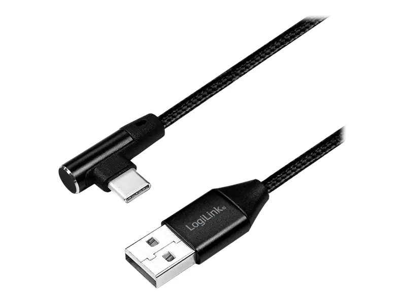 LogiLink - USB-Kabel - 24 pin USB-C (M) gewinkelt zu USB (M) gerade - USB 2.0 - 5 V - 3 A - 30 cm - Schwarz