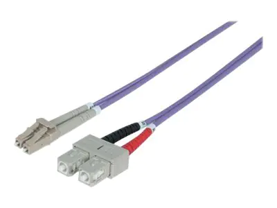 Intellinet Fiber Optic Patch Cable, OM4, LC/SC, 5m, Violet, Duplex, Multimode, 50/125 µm, LSZH, Fibre, Lifetime Warranty, Polybag - Patch-Kabel - SC multi-mode (M) 751056