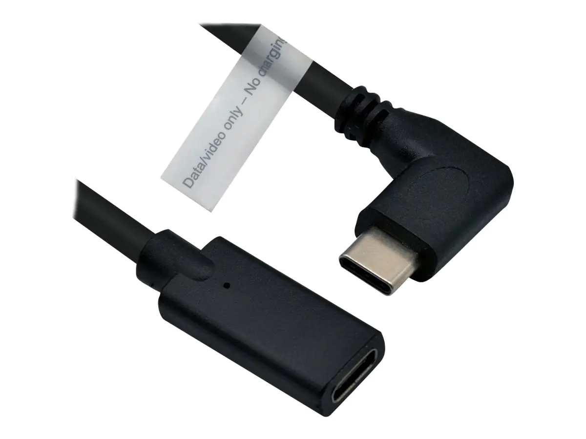 Roline - USB-Verlängerungskabel - 24 pin USB-C (M) gewinkelt zu 24 pin USB-C (W) gerade - USB 3.2 / DisplayPort 1.2 (Alt Mode) - 2 m - Support von 4K 60 Hz - Schwarz