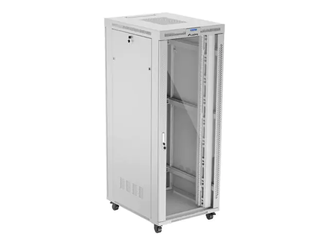Lanberg FF01 series V2 - Schrank Netzwerkschrank - 800 x 1000, flat pack, with glass door - mit LCD-Bildschirm, Thermostat - freistehend - Grau, RAL 7035 - 42HE - 48.3 cm (19") FF01-8042-12SL