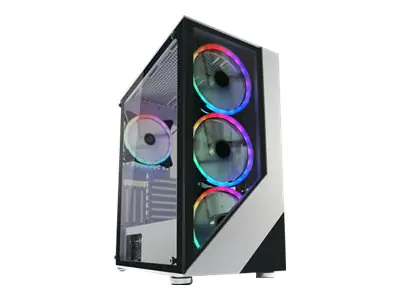 LC Power Gaming 803W Lucid_X - Mid tower - ATX - Seitenteil mit Fenster (gehärtetes Glas) - keine Spannungsversorgung - weiß, durchsichtig schwarz - USB/Audio