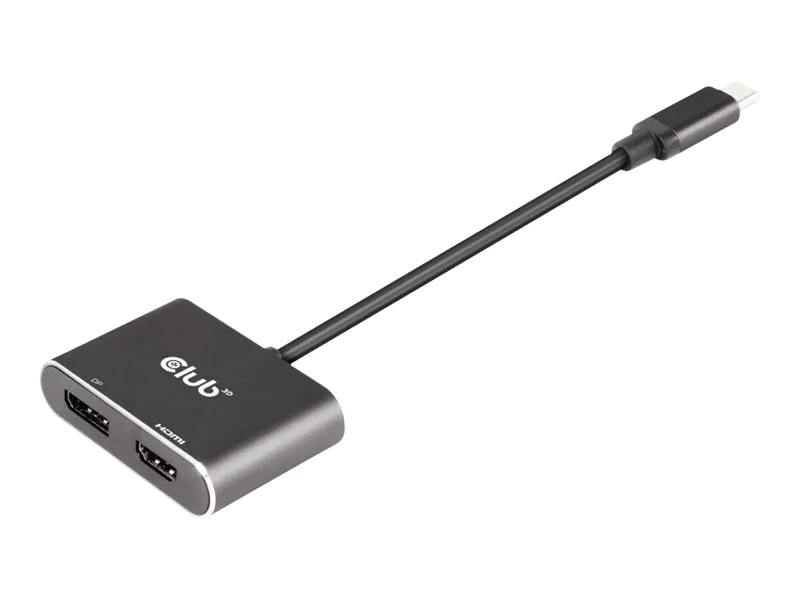 Club 3D - Videoadapter - 24 pin USB-C (M) zu HDMI, DisplayPort (W) - USB 3.2 Gen 2 / DisplayPort 1.4 - 20 cm - unterstützt 4K 60 Hz (3840 x 2160)