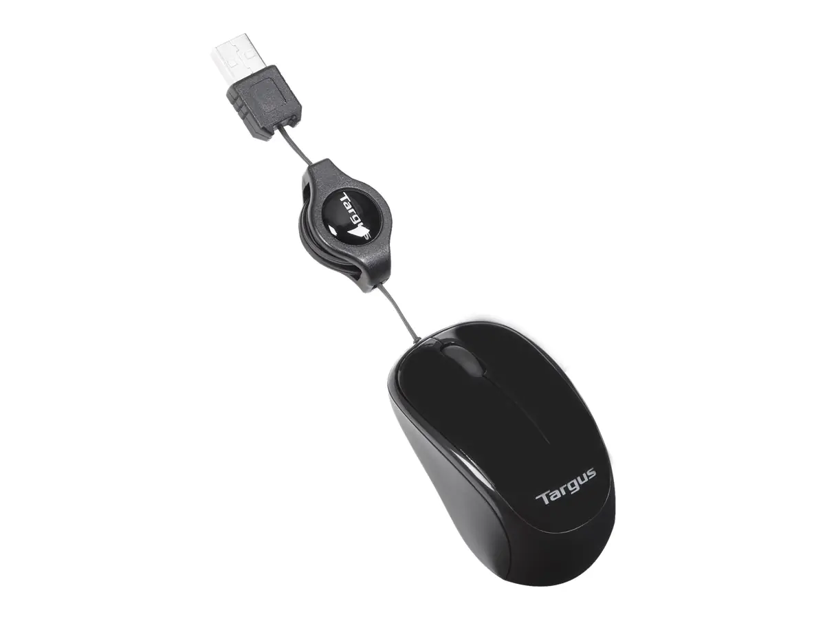 Targus - Maus - rechts- und linkshändig - optisch - 3 Tasten - kabelgebunden - USB - Schwarz