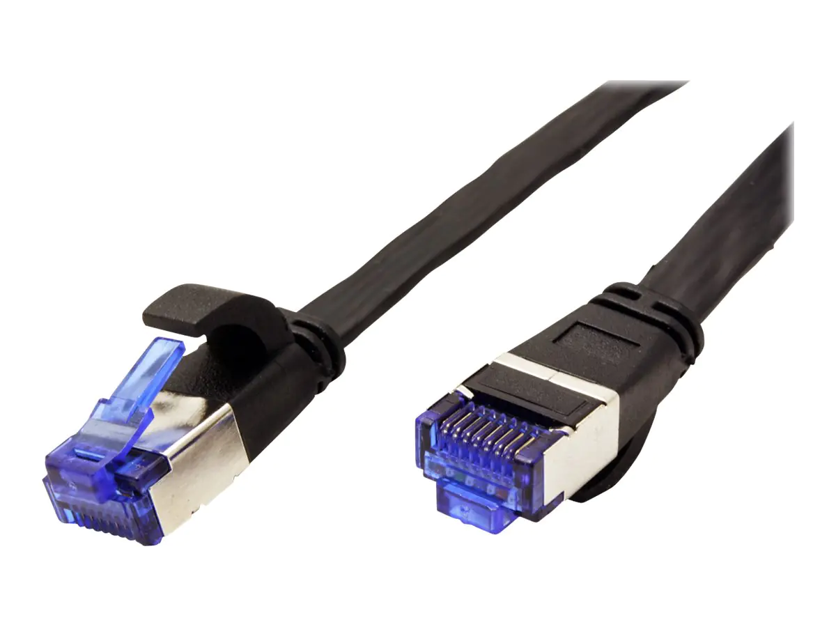 VALUE - Patch-Kabel - RJ-45 (M) bis RJ-45 (M) - 50 cm - FTP - CAT 6a - halogenfrei, geformt, verseilt, flach - Schwarz