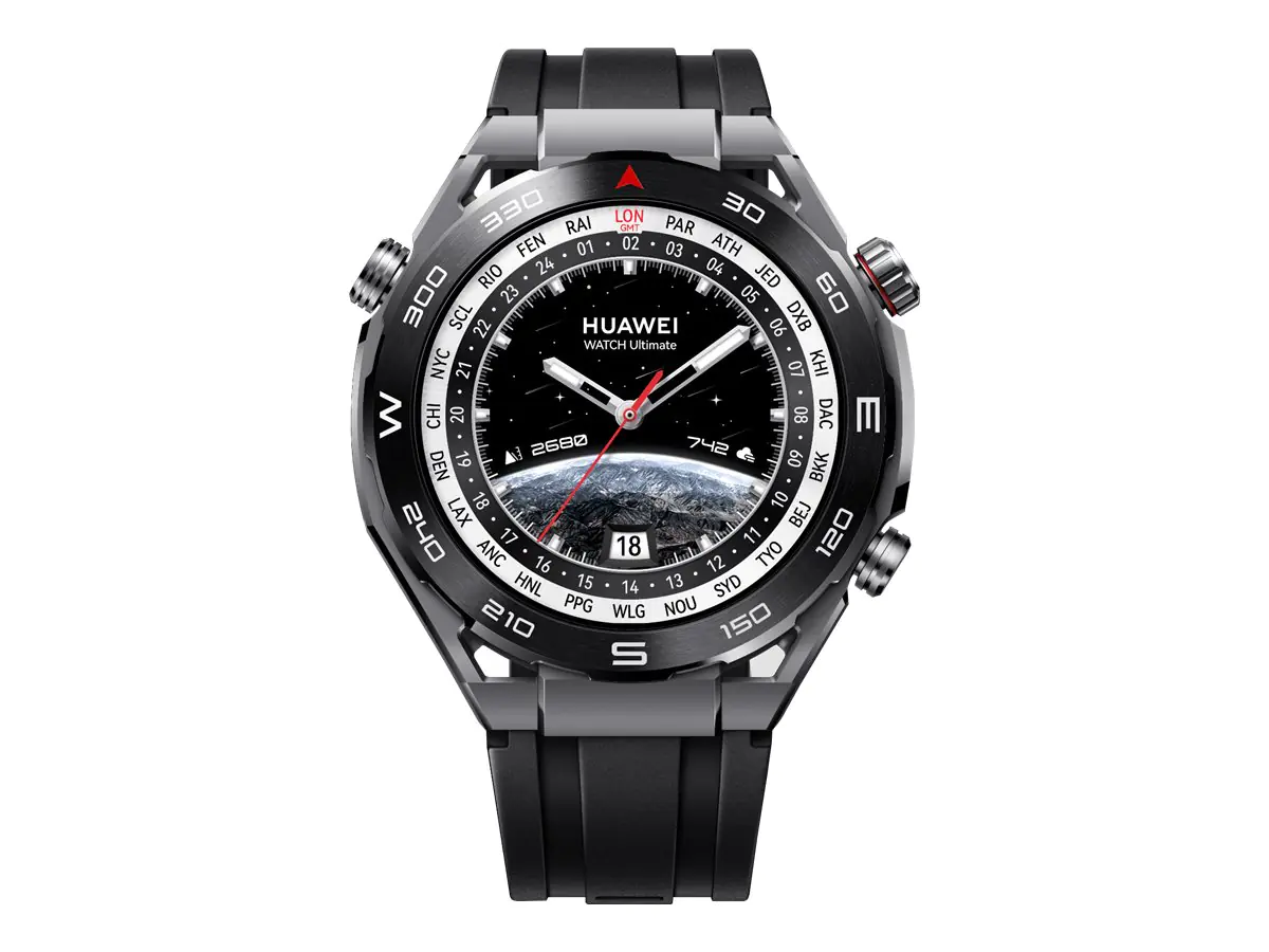 Huawei Watch Ultimate - Intelligente Uhr mit Riemen - hydrierter Nitrilkautschuk (HNBR) - Handgelenkgröße: 140-210 mm - Anzeige 3.8 cm (1.5") - NFC, Bluetooth - 76 g - Expedition Black