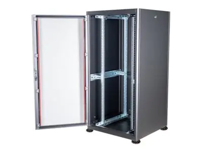 Equip Basic Flex Line - Schrank Netzwerkschrank - 800x800 mm, with glass door, removable and lockable panels, assembled - freistehend - Schwarz, RAL 9005 - 32U - 48.3 cm (19") EBF-32-8080-B-BAAA