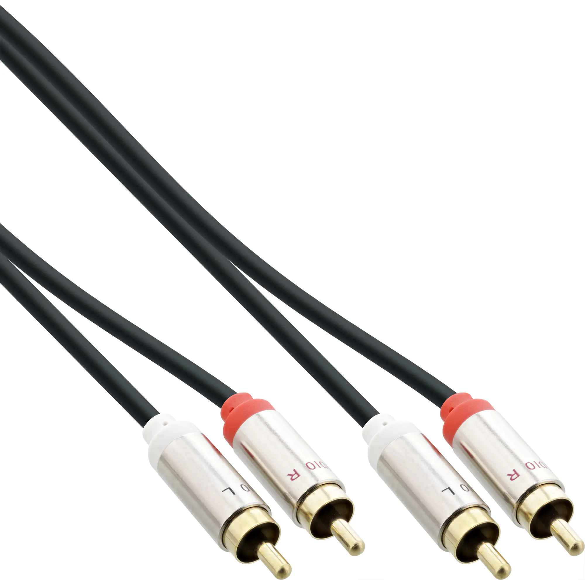 InLine Slim Mobile - Audiokabel - RCA x 2 männlich zu RCA x 2 männlich - 1 m - Schwarz