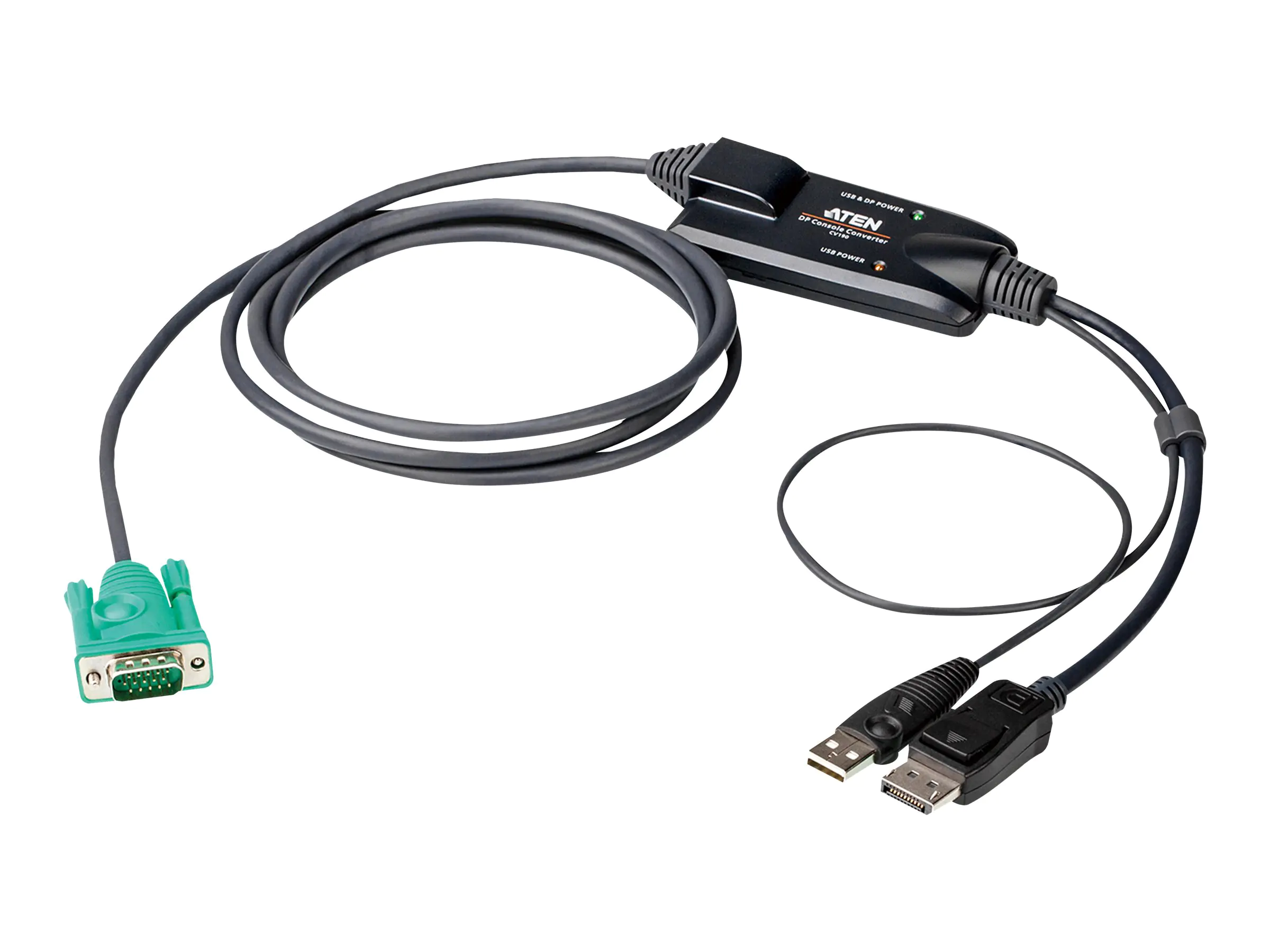 ATEN CV190 - Tastatur- / Video- / Maus- (KVM-) Kabel - 15-polig SPHD (M) zu USB, DisplayPort (M) - 1.8 m - Daumenschrauben