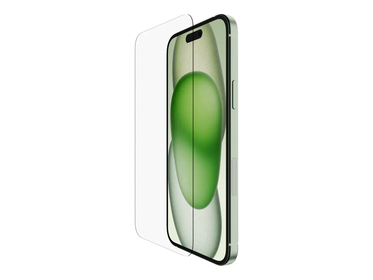 Belkin - Bildschirmschutz für Handy - gehärtetes Glas, behandelt - Glas - für Apple iPhone 15 Plus