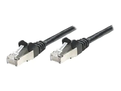 Intellinet Network Patch Cable, Cat5e, 7.5m, Black, CCA, SF/UTP, PVC, RJ45, Gold Plated Contacts, Snagless, Booted, Lifetime Warranty, Polybag - Patch-Kabel - RJ-45 (M) zu RJ-45 (M) - 7.5 m - SFTP - CAT 5e - geformt, ohne Haken - Schwarz
