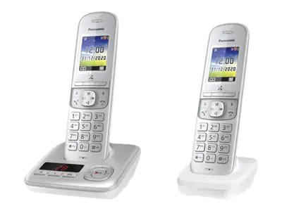 Panasonic KX-TGH722G - Schnurlostelefon - Anrufbeantworter mit Rufnummernanzeige/Anklopffunktion - DECT\GAP - dreiweg Anruffunktion - Silver Pearl + zusätzliches Handset