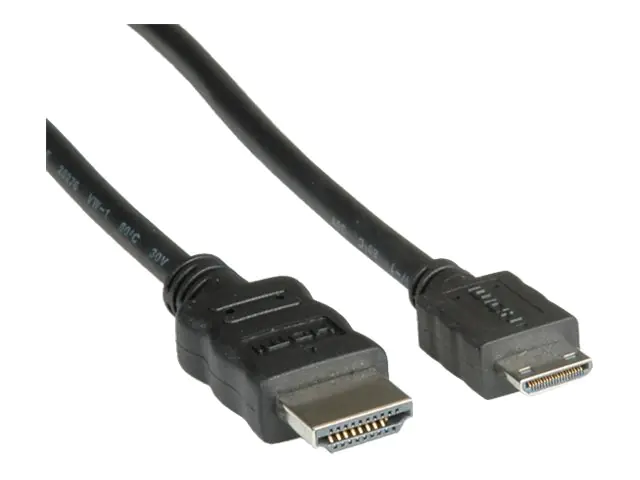 Roline HDMI High Speed Cable with Ethernet - HDMI-Kabel mit Ethernet - 19 pin mini HDMI Type C männlich zu HDMI männlich - 80 cm - abgeschirmt - Schwarz
