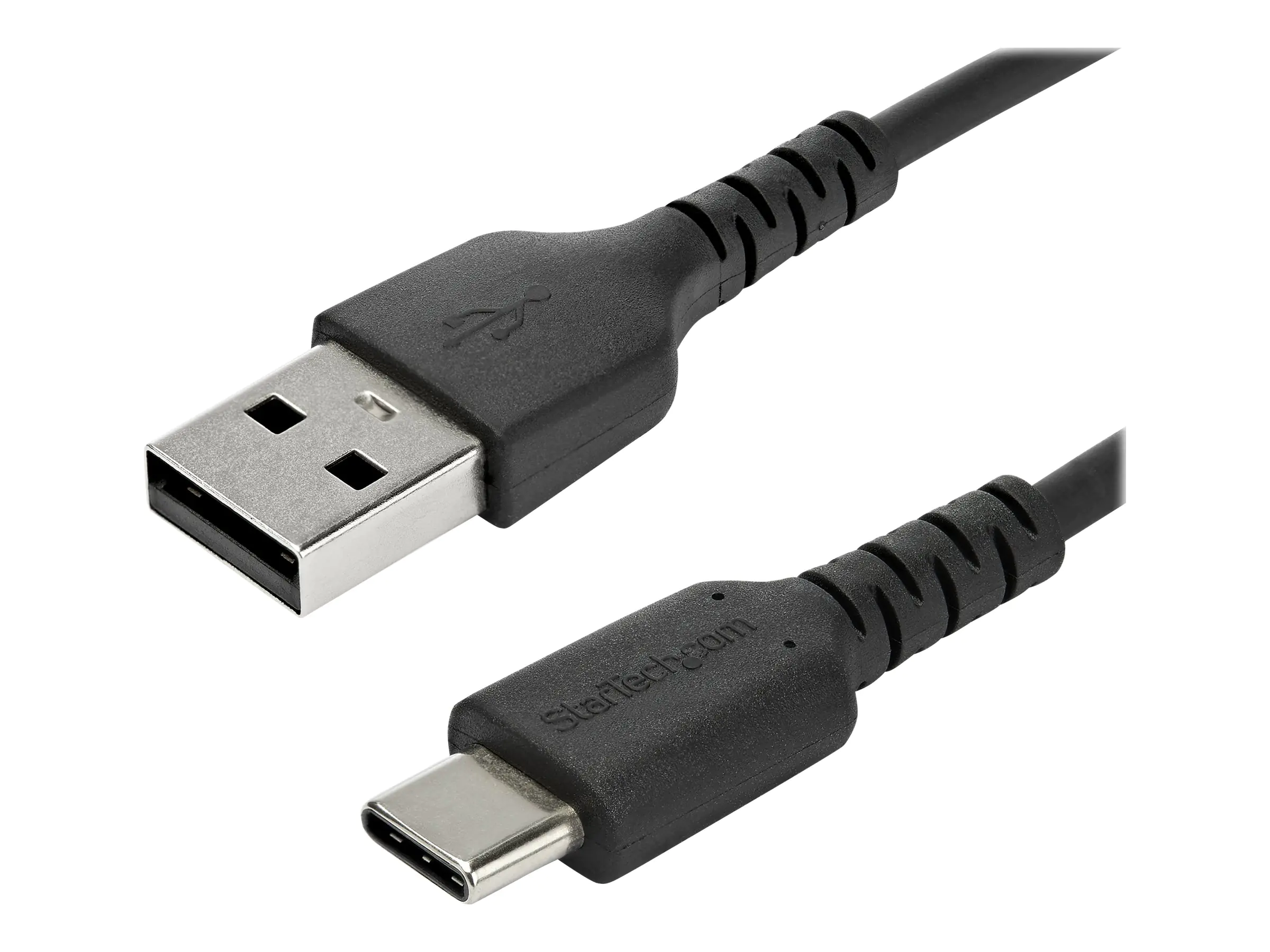 StarTech 2m USB-A auf USB-C Ladekabel - Dauerhaftes USB 2.0 auf USB Typ-C Datenübertragungs- und Schnellladekabel - Robuster TPE-Mantel Aramidfaser, M/M, 3A - Schwarz (RUSB2AC2MB) - USB-Kabel - USB (M) gerade zu 24 pin USB-C (M) gerade - Thunderbolt 3 / U