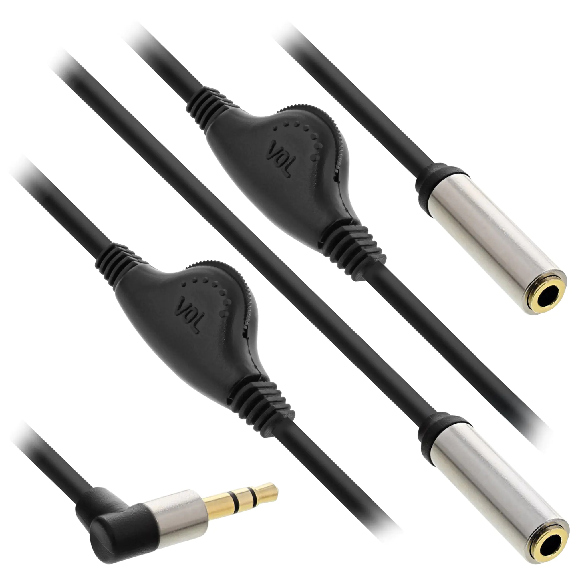 InLine Slim - Audio-Splitter - mini-phone stereo 3.5 mm männlich gewinkelt zu mini-phone stereo 3.5 mm weiblich - 25 cm - Schwarz