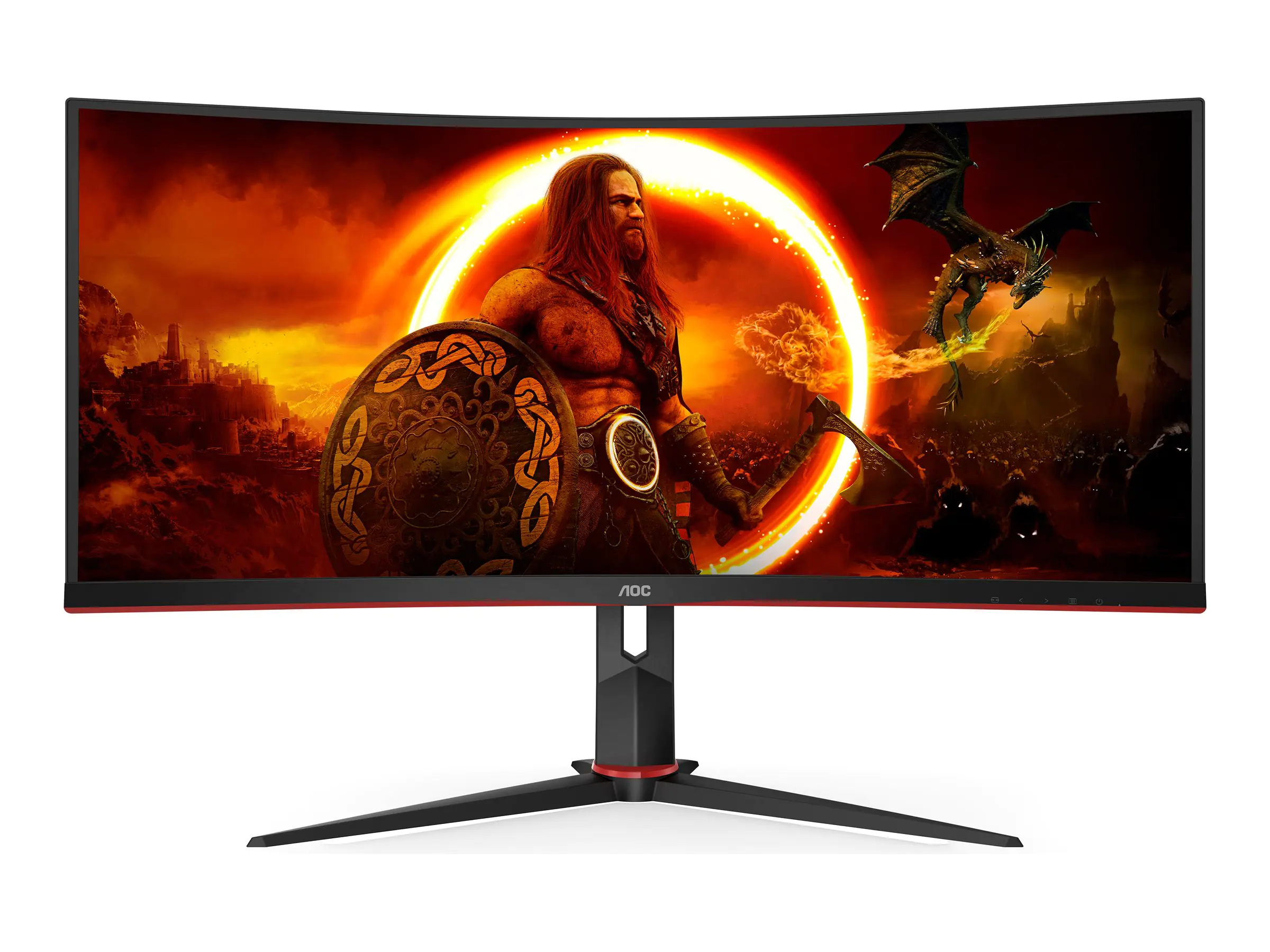 AOC Gaming CU34G2XP/BK - LED-Monitor - Gaming - gebogen - 86.4 cm (34") - 3440 x 1440 WQHD @ 180 Hz - VA - 4000:1 - DisplayHDR 400 - 1 ms - 2xHDMI, 2xDisplayPort - Schwarz
