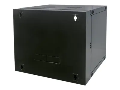 Intellinet Network Cabinet, Wall Mount (Double Section Hinged Swing Out), 12U, Usable Depth 385mm/Width 465mm, Black, Flatpack, Max 30kg, Swings out for access to back of cabinet when installed on wall, 19", Parts for wall install (eg screws/rawl
