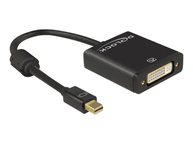 Delock - Videoadapter - Single Link - Mini DisplayPort (M) zu DVI-I (W) - DisplayPort 1.2 - 20 cm - Daumenschrauben, 4K Unterstützung - Schwarz