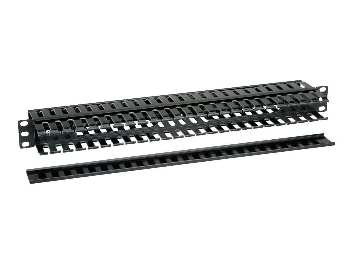 VALUE - Rack-Kabelführungsplatte mit Kanal - Vorderseite - Schwarz, RAL 9005 - 1U - 48.3 cm (19")