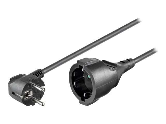 goobay - Spannungsversorgungs-Verlängerungskabel - power CEE 7/7 (M) gewinkelt zu CEE 7/4 (W) - Wechselstrom 250 V - 10 A - 3 m - Schwarz