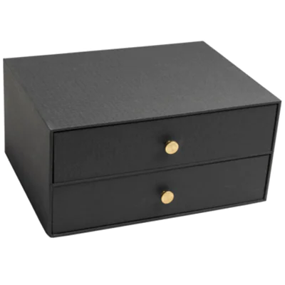 Exacompta Schubladenbox Office by me 2 Schubladen DIN A4, Überbreite Karton, Papier kaschiert Gehäusefarbe: schwarz