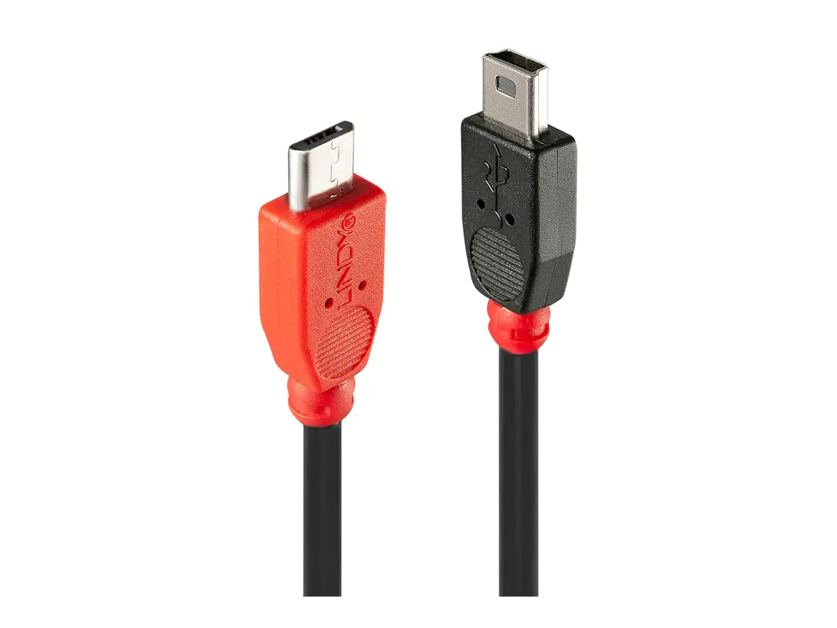 Lindy - USB-Kabel - Mini-USB, Typ B (M) zu Micro-USB Typ B (M) - USB 2.0 OTG - 50 cm - geformt - Schwarz