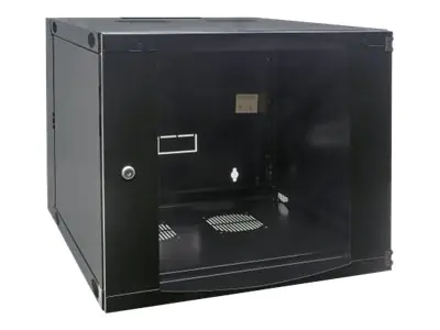 Intellinet Network Cabinet, Wall Mount (Double Section Hinged Swing Out), 15U, Usable Depth 235mm/Width 465mm, Black, Flatpack, Max 30kg, Swings out for access to back of cabinet when installed on wall, 19", Parts for wall install (eg screws/rawl