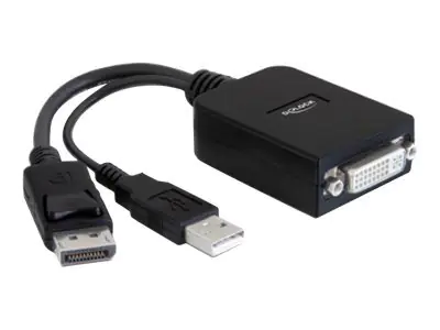 Delock - DisplayPort-Adapter - Dual Link - DVI-I (W) zu DVI-I, USB (nur Strom) (M) - 23 cm - aktiv