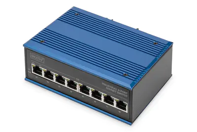 Digitus Industrial - Switch - unmanaged - 8 x 10/100/1000Base-TX (PoE+) - Desktop, an DIN-Schiene montierbar - PoE+