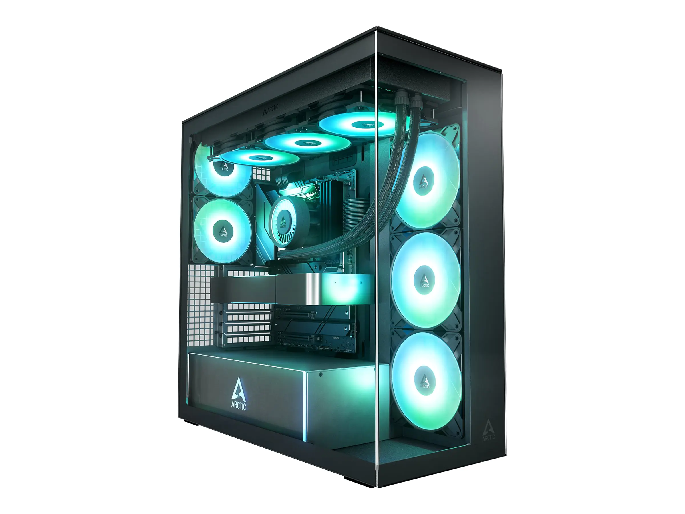 Arctic Xtender Black Clear Glass Black Transparent - Midi/Minitower - ATX