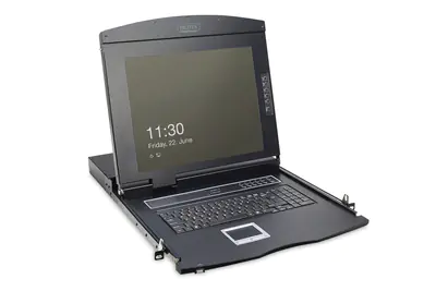 DIGITUS 17" LCD KVM-Konsole, 16-Port VGA, US -Tastatur