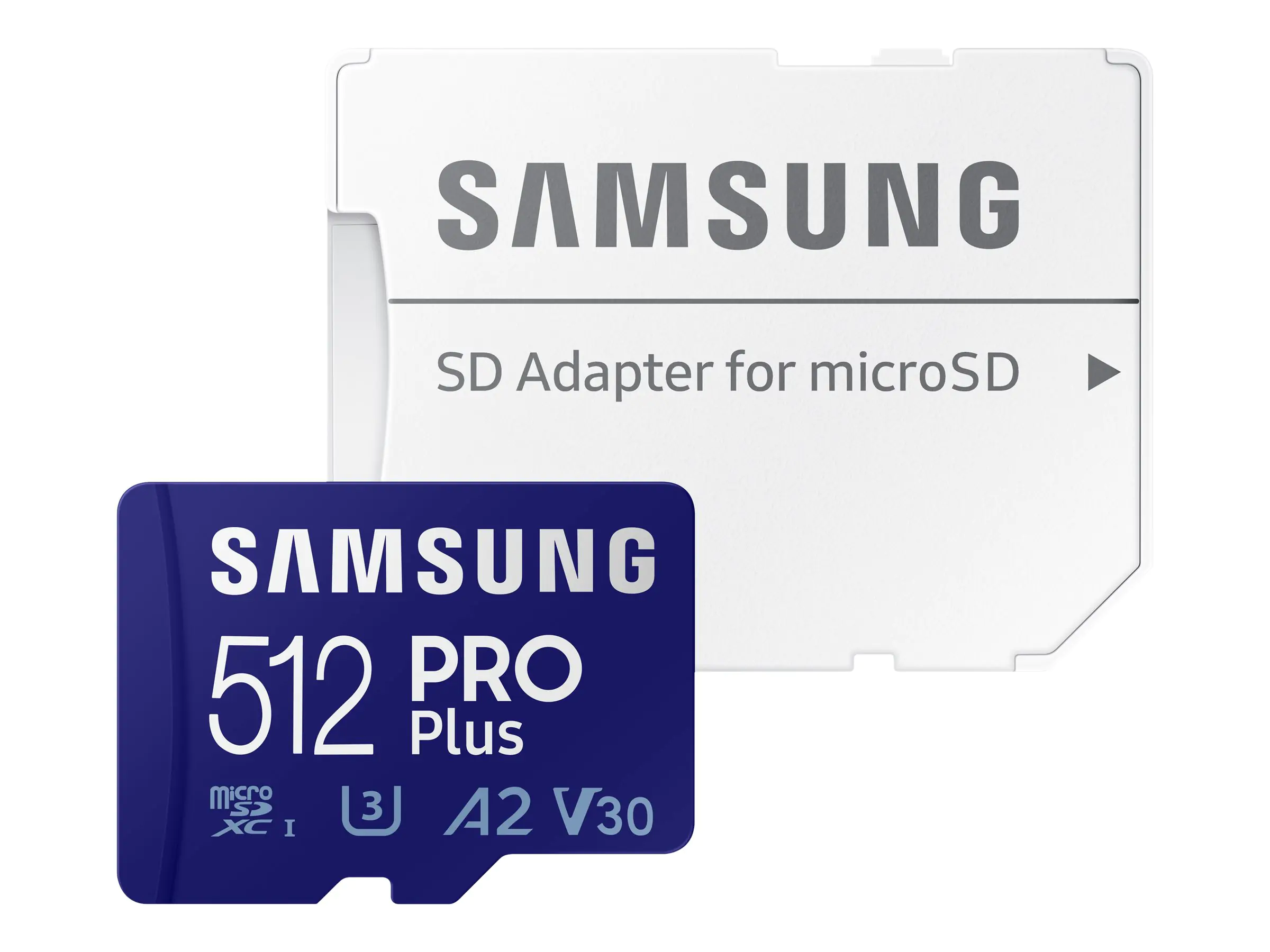 Samsung PRO Plus MB-MD512KA - Flash-Speicherkarte (microSDXC-an-SD-Adapter inbegriffen) - 512 GB - A2 / Video Class V30 / UHS-I U3 / Class10 - microSDXC UHS-I - Blau