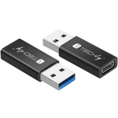 Techly Adapter USB-A M auf USB-C F, USB 3.0, schwarz
