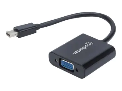 Manhattan Mini DisplayPort 1.2a to VGA Adapter Cable, 1080p@60Hz, Active, Black, 19.5cm, Male to Female, Three Year Warranty, Polybag - Videoadapter - Mini DisplayPort (M) zu HD-15 (VGA) (W) - DisplayPort 1.2a - 19.5 cm - geformt, aktiv, 1080p-Unterstützu