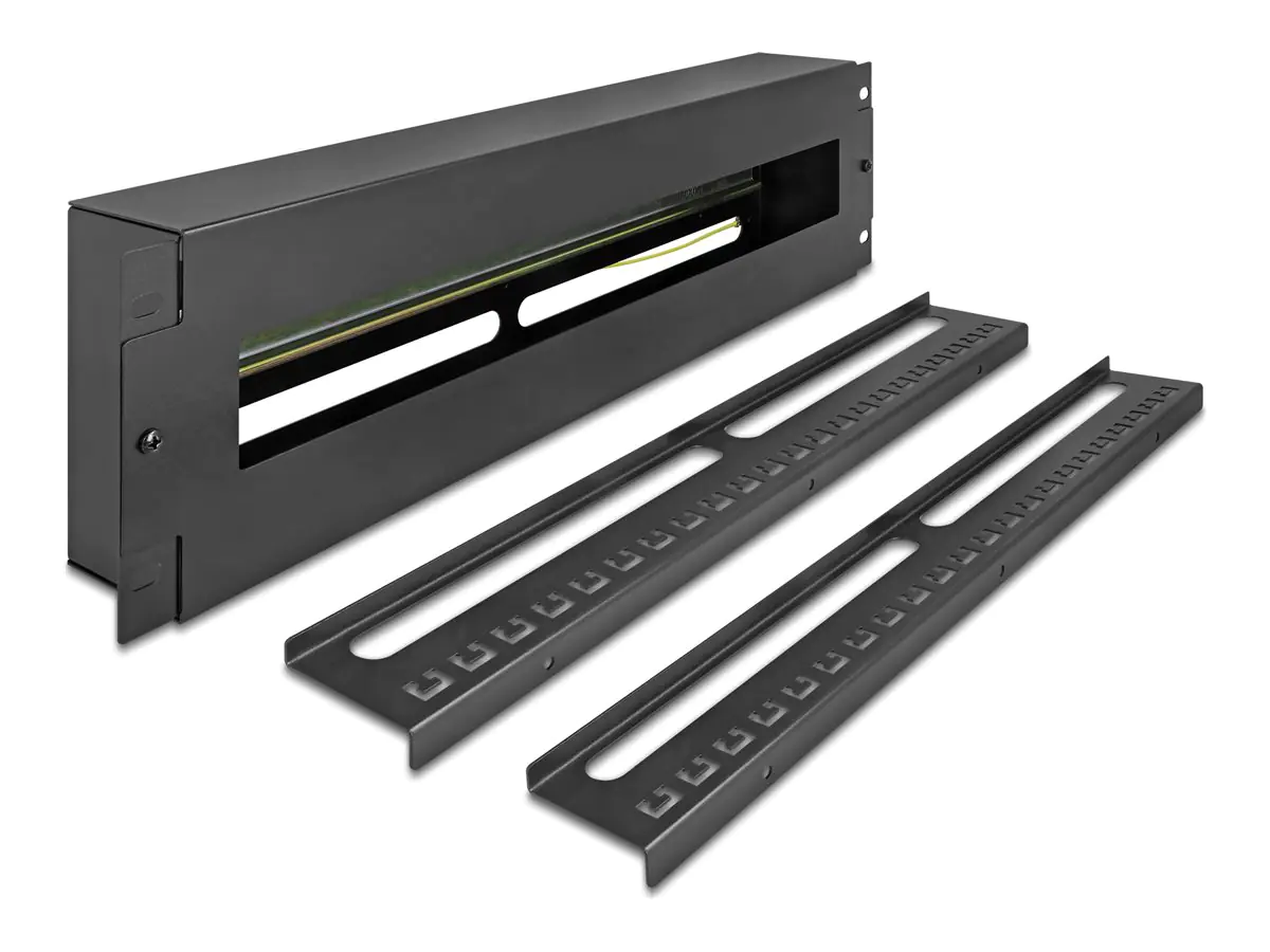 Delock Rack-Schiene mit Schutzschalter - DIN schienenmontierbar - Schwarz - 3U - 48.3 cm (19") 67197