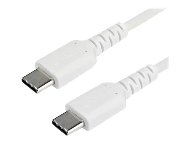 StarTech 1m USB-C Ladekabel - Langlebiges USB 2.0 Typ C zu USB C Datenübertragungs-/Schnellladekabel - TPE Mantel Aramidfaser M/M 60W Weiß - Samsung S10 S20 iPad Pro MS Surface (RUSB2AC1MW) - USB-Kabel - 24 pin USB-C (M) gerade zu 24 pin USB-C (M) gerade