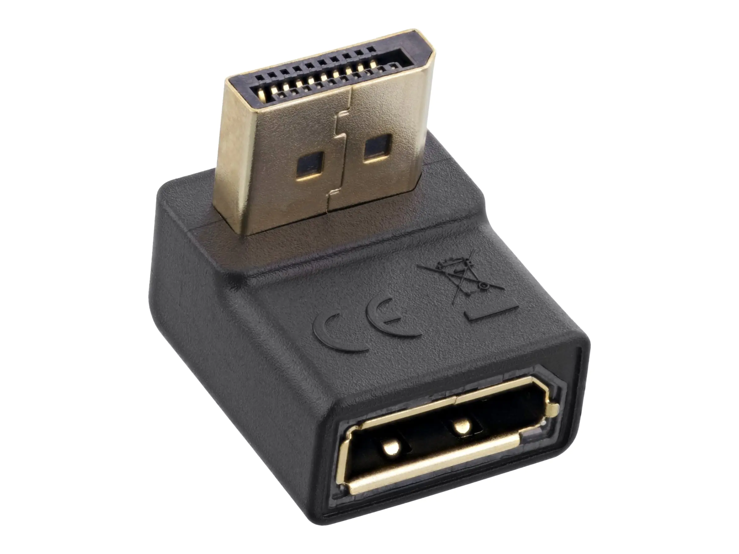 InLine - DisplayPort-Adapter - DisplayPort (M) nach unten gewinkelt zu DisplayPort (W) gerade - DisplayPort 1.2 - gewinkelt, 4K Unterstützung - Schwarz