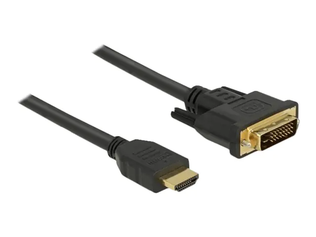 Delock - Adapterkabel - DVI-D männlich zu HDMI männlich - 3 m - Dreifachisolierung - Schwarz - Daumenschrauben