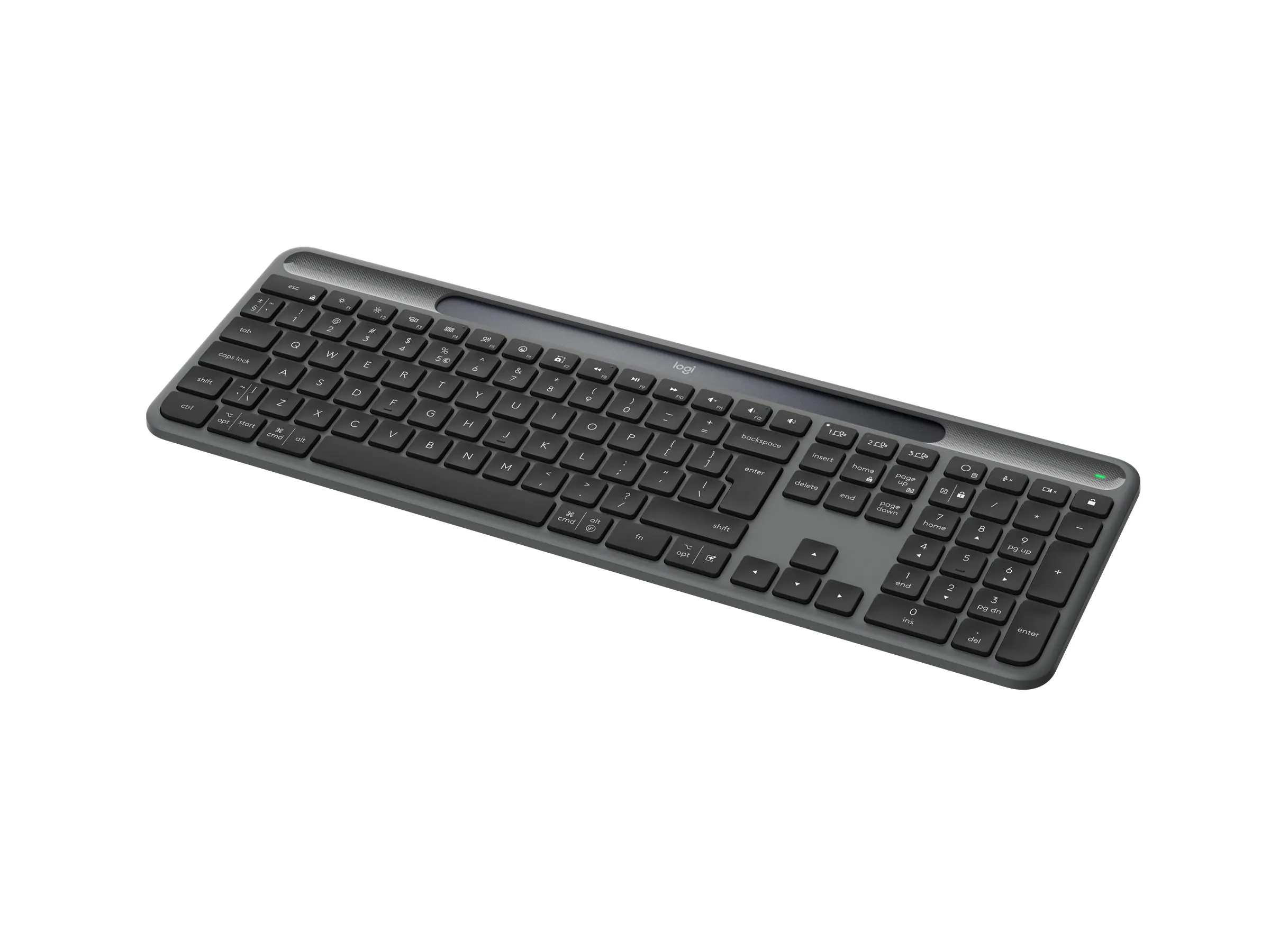 Logitech Signature Slim Solar+ K980 for Business - Tastatur - full size - kabellos - Bluetooth LE, USB-C - QWERTY - US International - Tastenschalter: Scheren-Schalter - Graphite