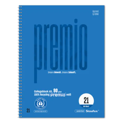 Staufen Collegeblock Premio DIN A5 liniert 90g/m² blau 80 Bl.