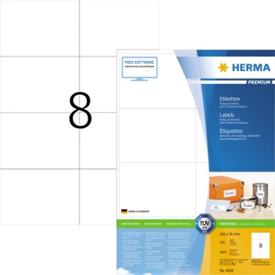 HERMA Etikett PREMIUM 4626 105x74mm weiß 1.600 St./Pack.