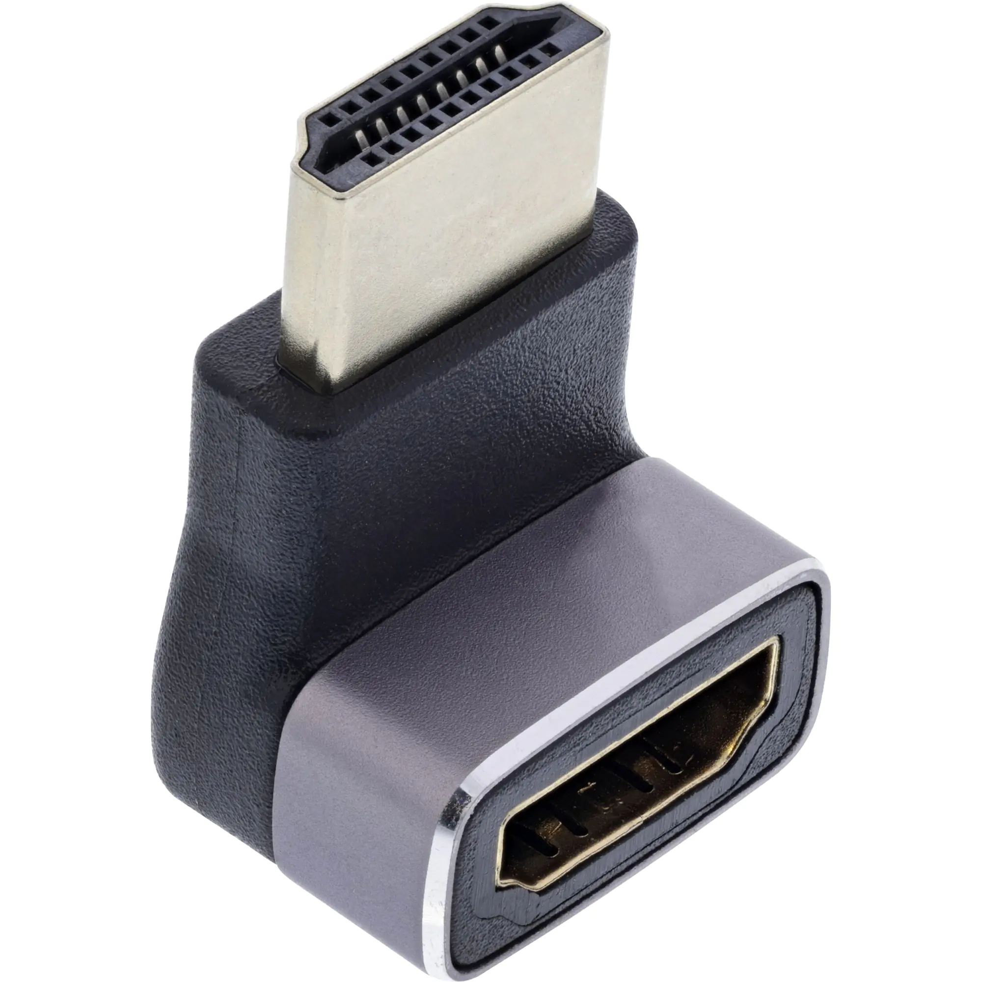 InLine - Angle adapter - HDMI männlich zu HDMI weiblich nach oben angewinkelt - Grau, Schwarz - unterstützt 8K UHD (7680 x 4320)