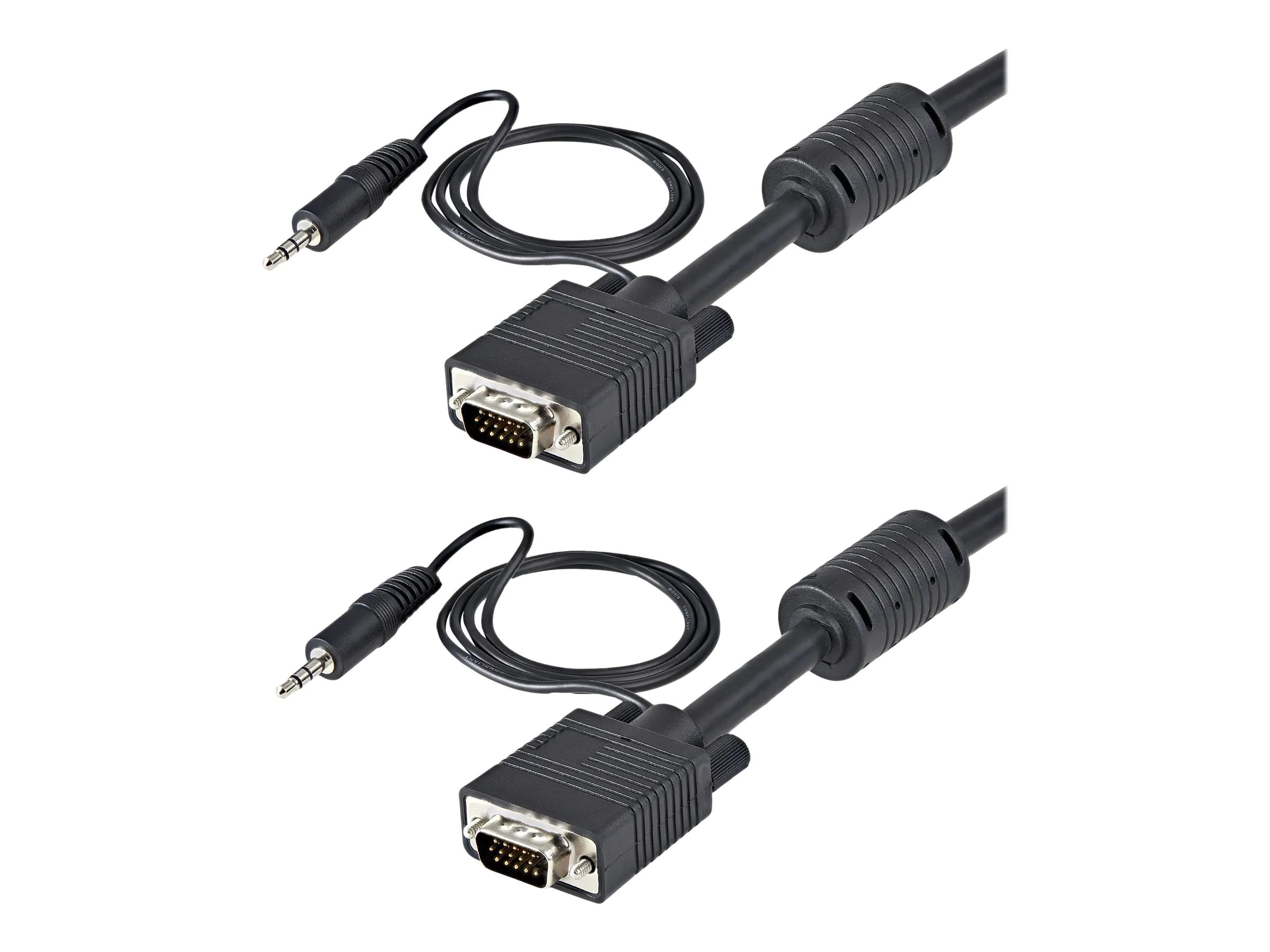 StarTech 5 m Monitor VGA Koaxial Videokabel mit Audio für hohe Auflösung - HD15 Stecker/Stecker - VGA-Kabel - HD-15 (VGA), mini-phone stereo 3.5 mm (M) zu HD-15 (VGA), mini-phone stereo 3.5 mm (M) - 5 m - geformt, Daumenschrauben - Schwarz