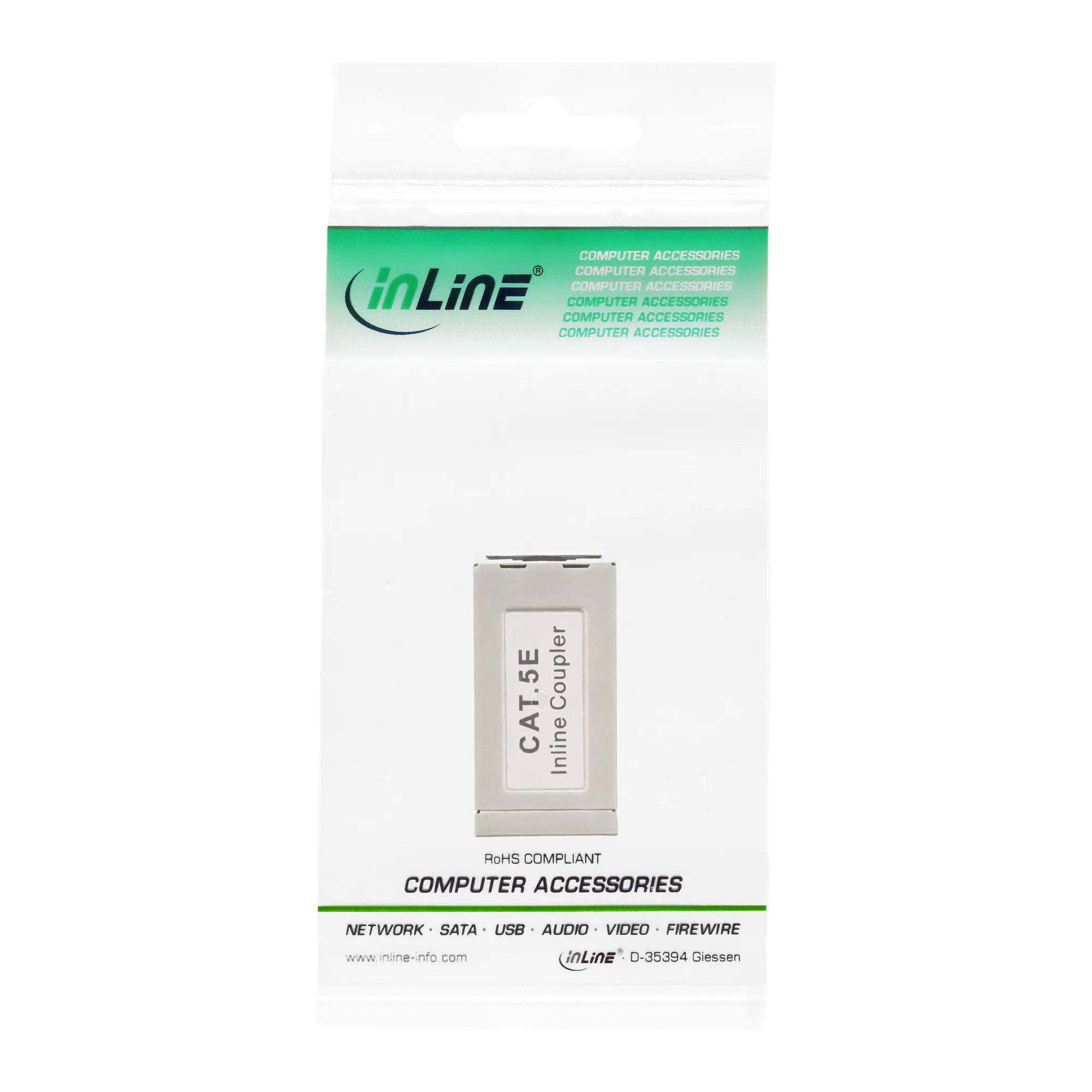 InLine Patchkabelkupplung Metall Cat.5e - 2x RJ45 Buchse - geschirmt 69990E