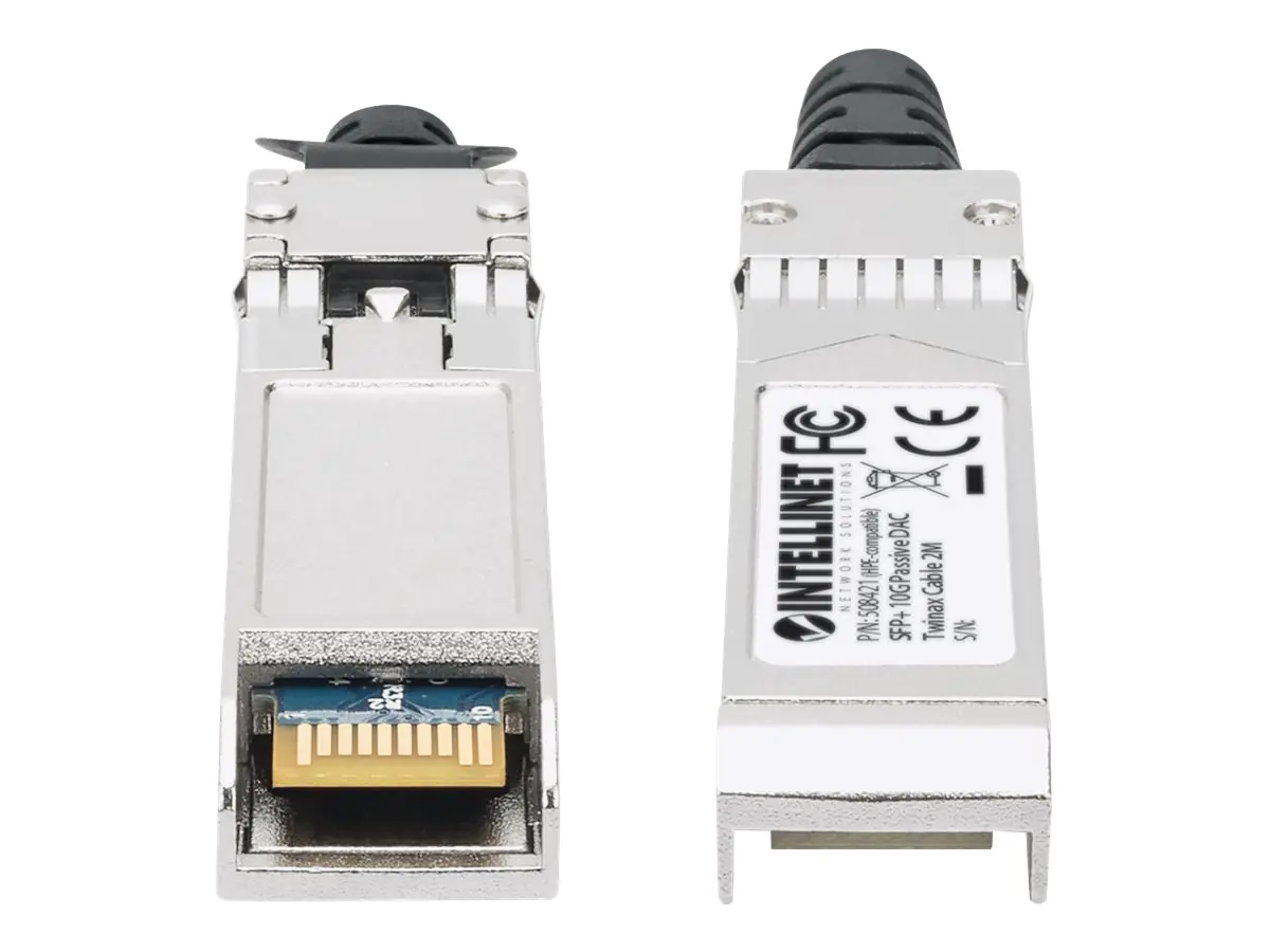 Intellinet - 10GBase Direktanschlusskabel - SFP+ (M) zu SFP+ (M) - 2 m - twinaxial - passiv, geringe Latenz, 10 Gigabit Ethernet, bis zu 10 Gbps Datentransferrate - Schwarz