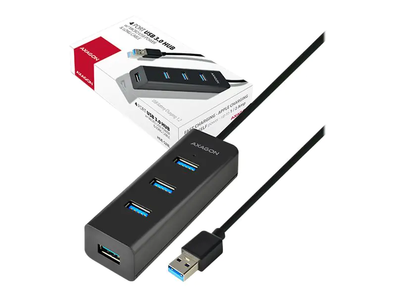 AXAGON HUE-S2BL - Hub - 4 x SuperSpeed USB 3.0