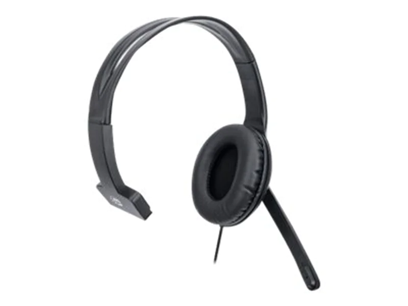 Manhattan Mono Over-Ear Headset (USB) (Clearance Pricing), Microphone Boom (padded), Retail Box Packaging, Adjustable Headband, In-Line Volume Control, Ear Cushion, USB-A for both sound and mic use, cable 1.5m, Three Year Warranty - Headset - ohrumschließ
